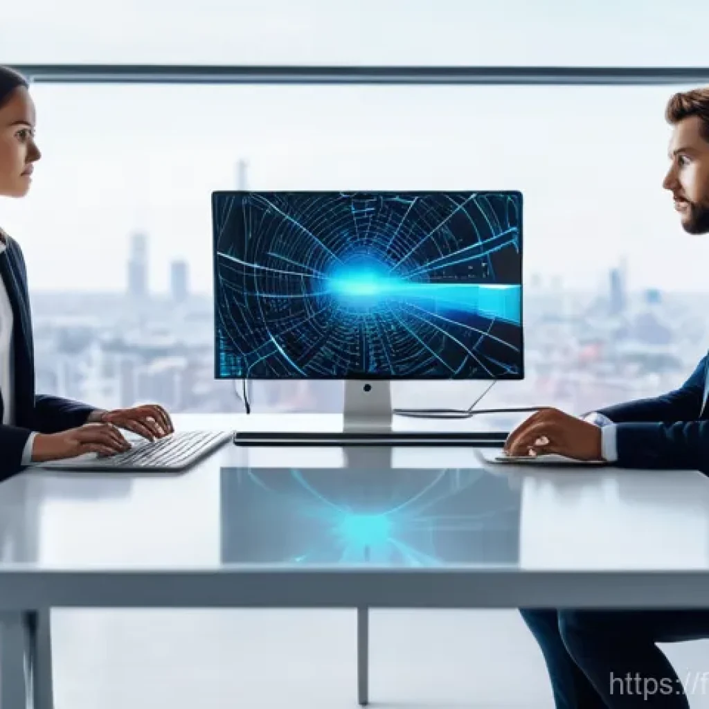웹 생태계의 투자 전략 및 기회 - **Prompt 1: Future of AI Collaboration**
A diverse group of three young professionals (male and ...