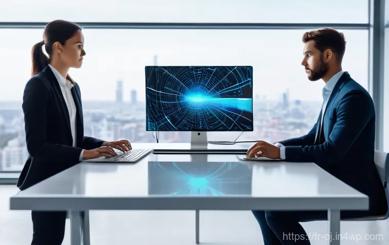 웹 생태계의 투자 전략 및 기회 - **Prompt 1: Future of AI Collaboration**
A diverse group of three young professionals (male and ...